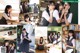 A collage of photos of a group of girls in school uniforms.